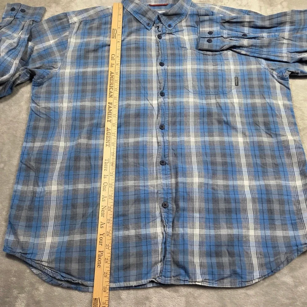 Columbia Men's 1X Regular Fit Blue Plaid Long Sleeve Button Up Shirt‎ Outdoors